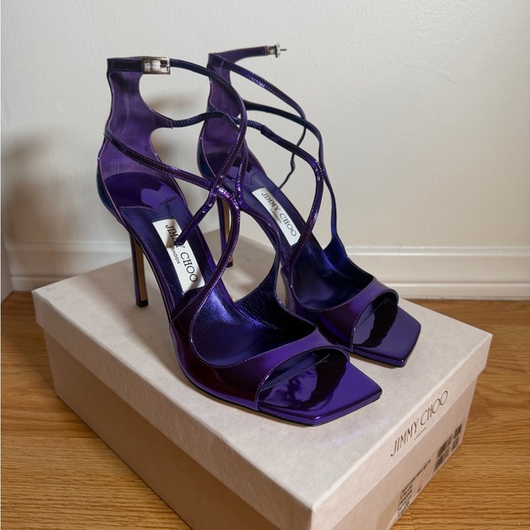Jimmy Choo Shoes - Jimmy Choo Metallic Purple Strappy High Heels